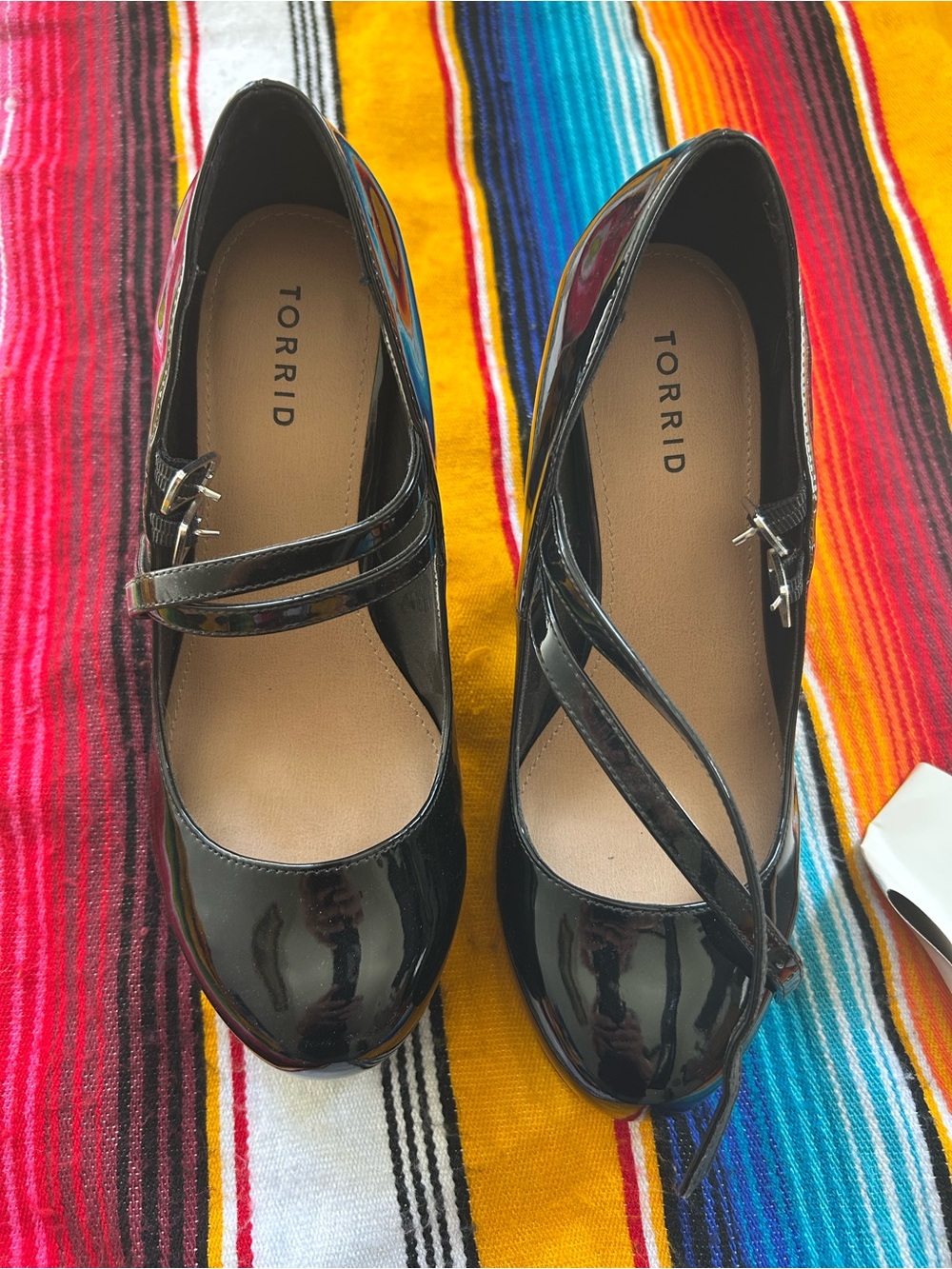 torrid Black Patent Mary Jane Flats with Cross Straps